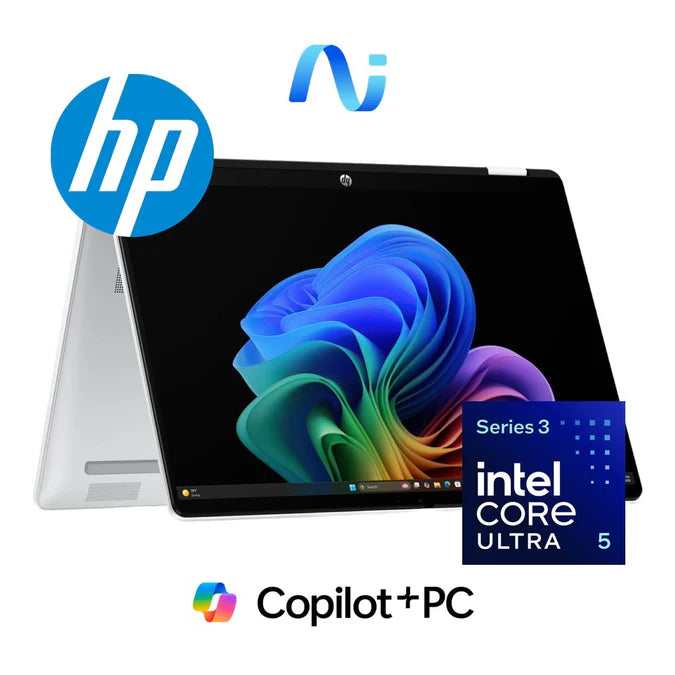 HP OmniBook 5 Flip 14-km0003ni 14-inch 2K Next Gen AI 2-in-1 Laptop - Intel Core Ultra 5 322 512GB SSD 16GB RAM Win 11 Home Glacier Silver