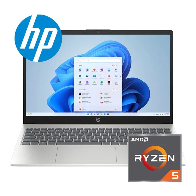 HP 15-fc0115ni 15.6-inch FHD Laptop - AMD Ryzen 5 7530U 256GB SSD 8GB RAM Win 11 Home Natural Silver